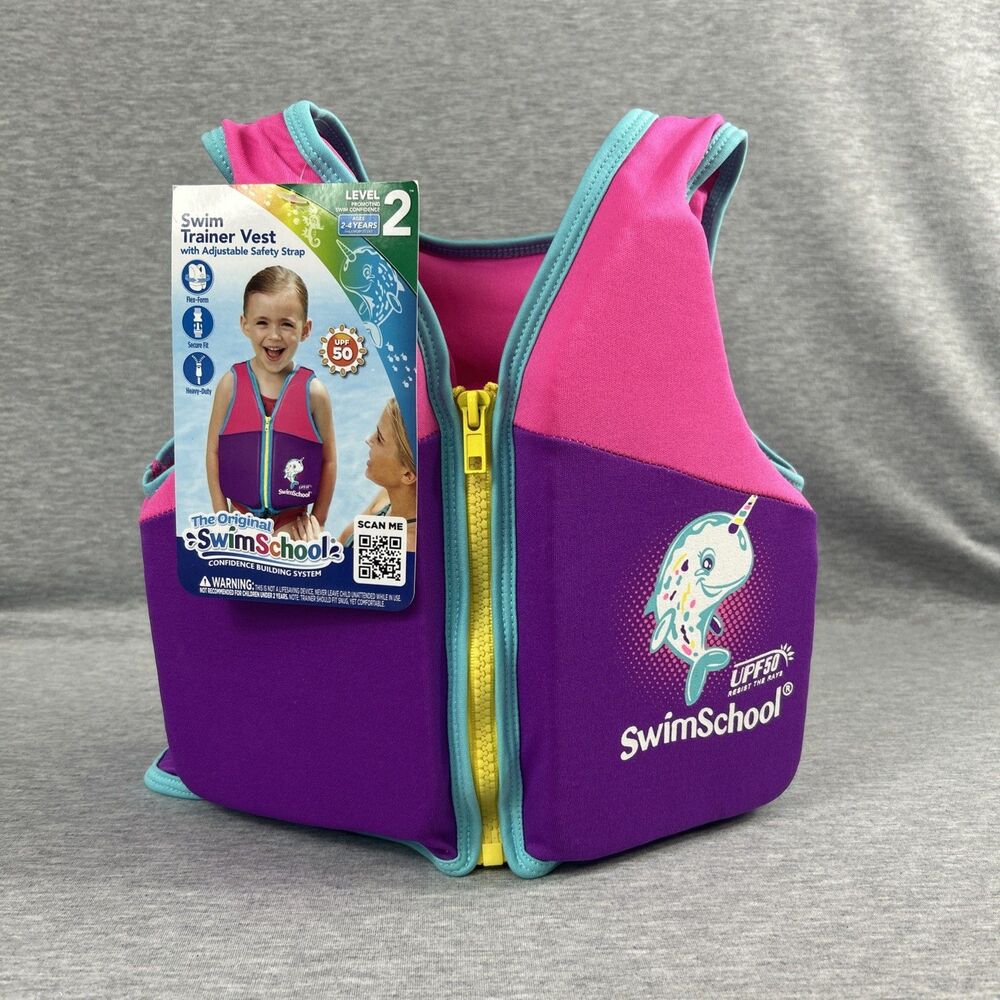 NEW Swim School Kids Trainer Vest Level 2 With Adjustable Safety Strap 2-4 Years
